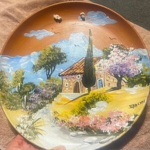 Vintage JTM Assei Paintings on Clay Plates From France- Set of 3